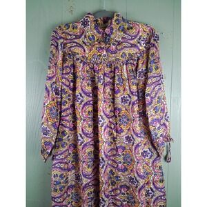 Vintage Kaftan M/L 60s 70s Handmade Paisley‎ Boho Hippie Mumu Mrs Roper Hostess
